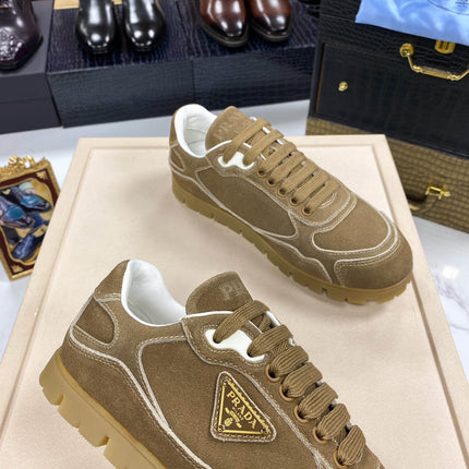 PRA TRAIL FADED CINNAMON BROWN SUEDE SNEAKERS