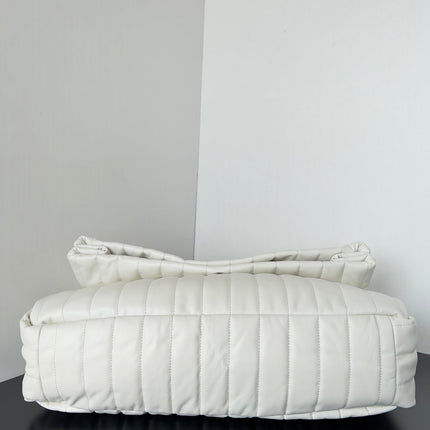 MONACO BAG 43 IN WHITE QUILTED THIN CALFSKIN SILVER HARDWARE