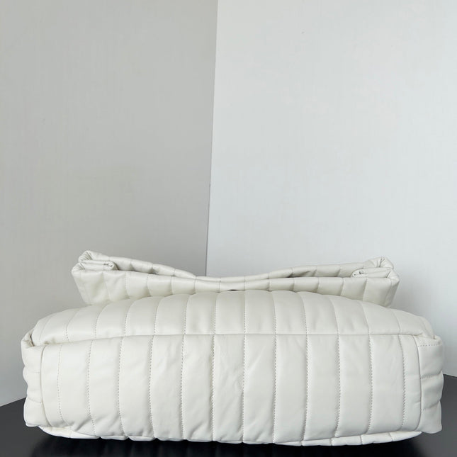 MONACO BAG 43 IN WHITE QUILTED THIN CALFSKIN SILVER HARDWARE