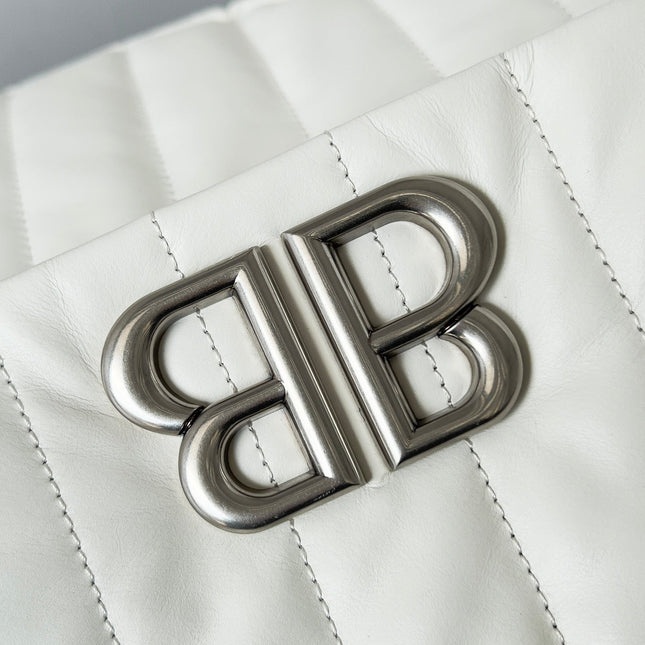 MONACO BAG 43 IN WHITE QUILTED THIN CALFSKIN SILVER HARDWARE