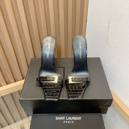 SL SQUARE TOED NUIT PUMPS BLACK CALFSKIN