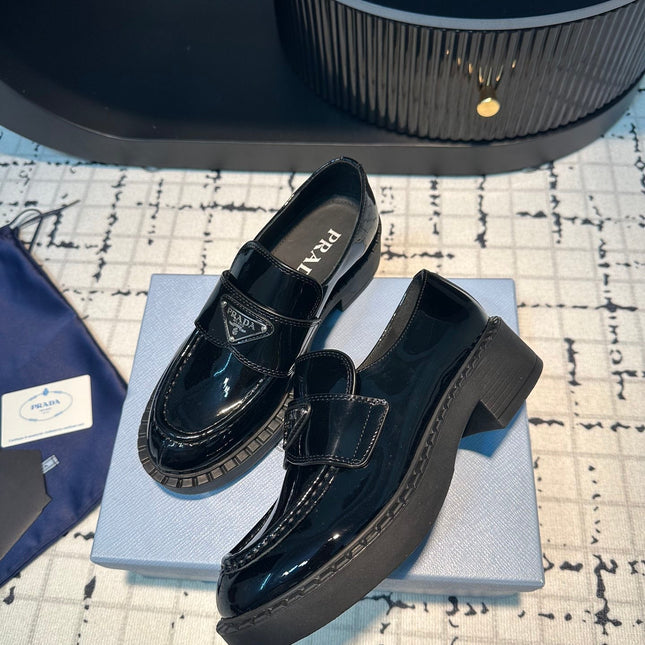 PRA SCHOCOLATE BRUSHED LOAFERS GLOSSY BLACK CALFSKIN