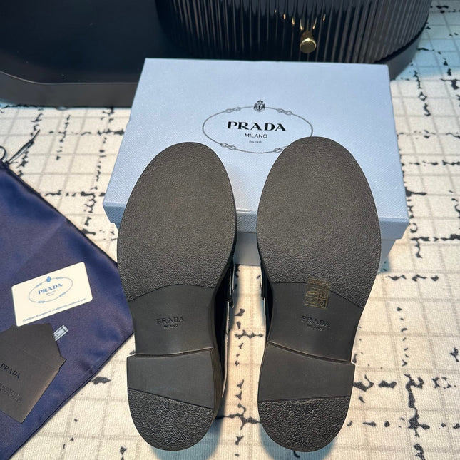 PRA SCHOCOLATE BRUSHED LOAFERS GLOSSY BLACK CALFSKIN