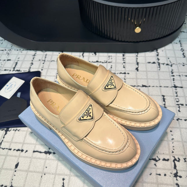 PRA SCHOCOLATE BRUSHED LOAFERS CREAM CALFSKIN