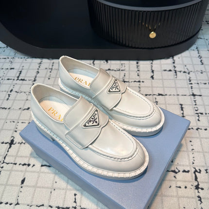 PRA SCHOCOLATE BRUSHED LOAFERS WHITE CALFSKIN