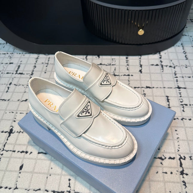 PRA SCHOCOLATE BRUSHED LOAFERS WHITE CALFSKIN