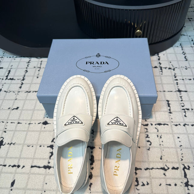 PRA SCHOCOLATE BRUSHED LOAFERS WHITE CALFSKIN