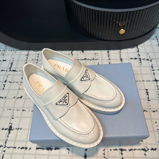 PRA SCHOCOLATE BRUSHED LOAFERS WHITE CALFSKIN