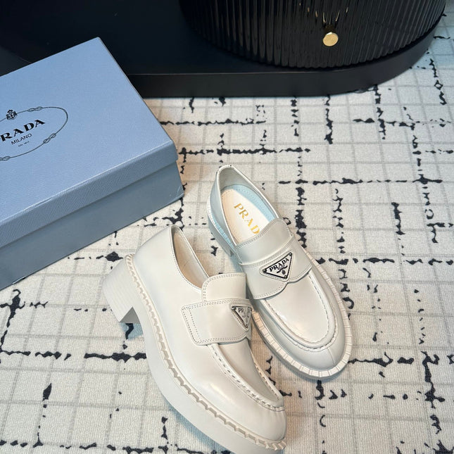 PRA SCHOCOLATE BRUSHED LOAFERS WHITE CALFSKIN