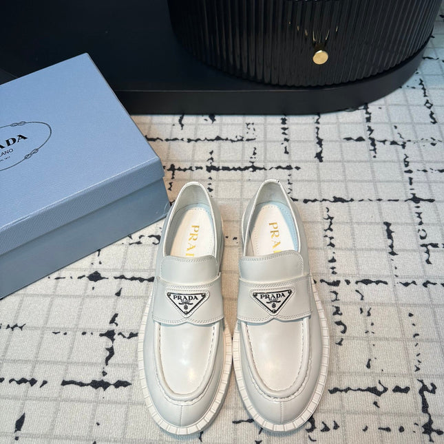 PRA SCHOCOLATE BRUSHED LOAFERS WHITE CALFSKIN