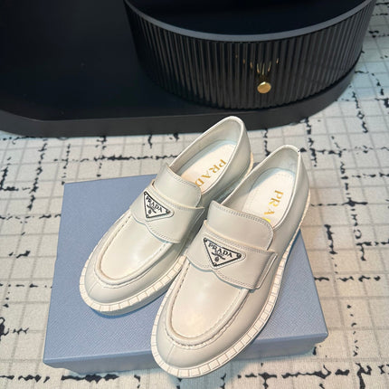 PRA SCHOCOLATE BRUSHED LOAFERS WHITE CALFSKIN