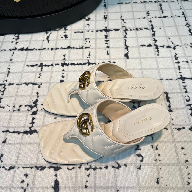 GG THONG SANDALS 55 WHITE CALKSKIN
