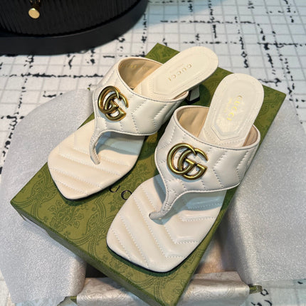 GG THONG SANDALS 55 WHITE CALKSKIN