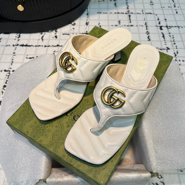 GG THONG SANDALS 55 WHITE CALKSKIN