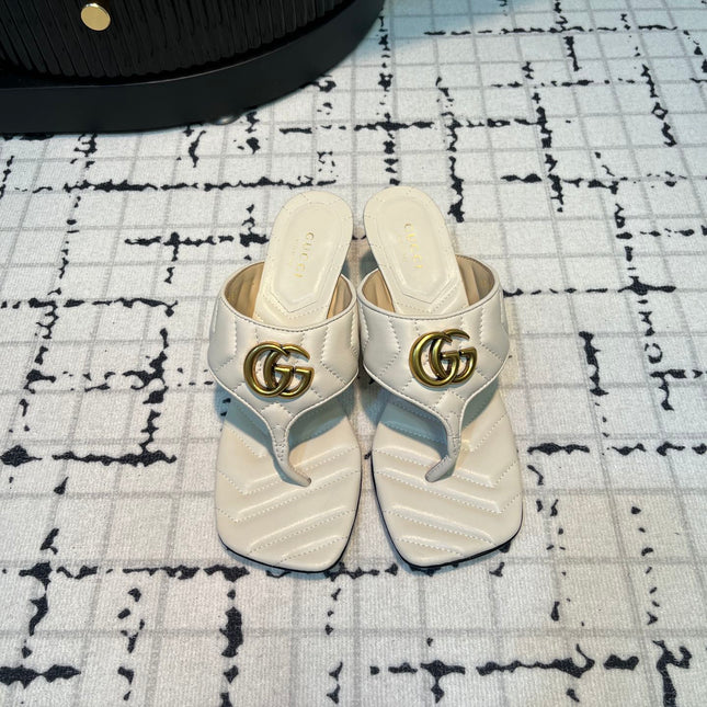 GG THONG SANDALS 55 WHITE CALKSKIN