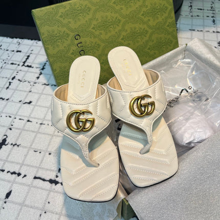 GG THONG SANDALS 55 WHITE CALKSKIN
