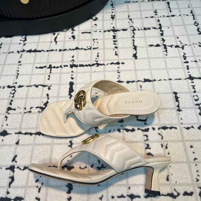 GG THONG SANDALS 55 WHITE CALKSKIN