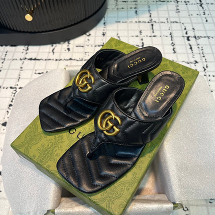 GG THONG SANDALS 55 BLACK CALKSKIN