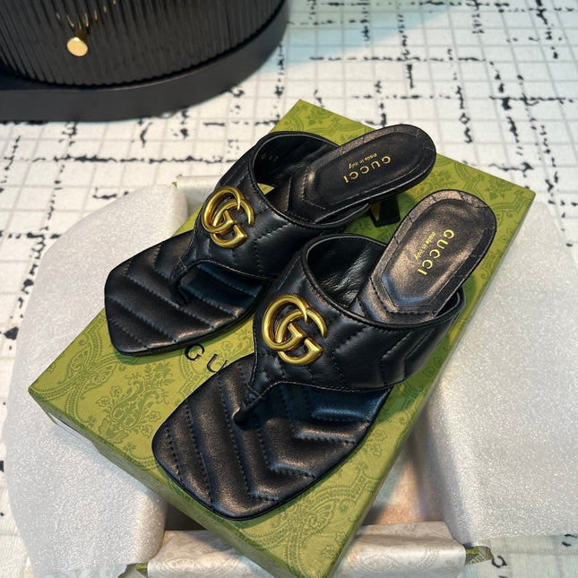 GG THONG SANDALS 55 BLACK CALKSKIN
