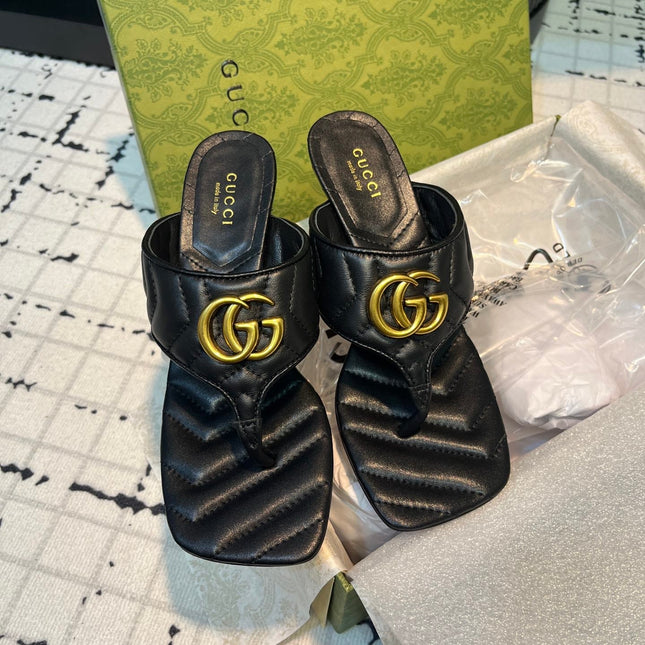 GG THONG SANDALS 55 BLACK CALKSKIN