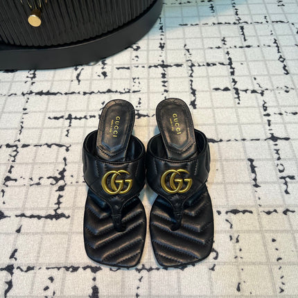 GG THONG SANDALS 55 BLACK CALKSKIN