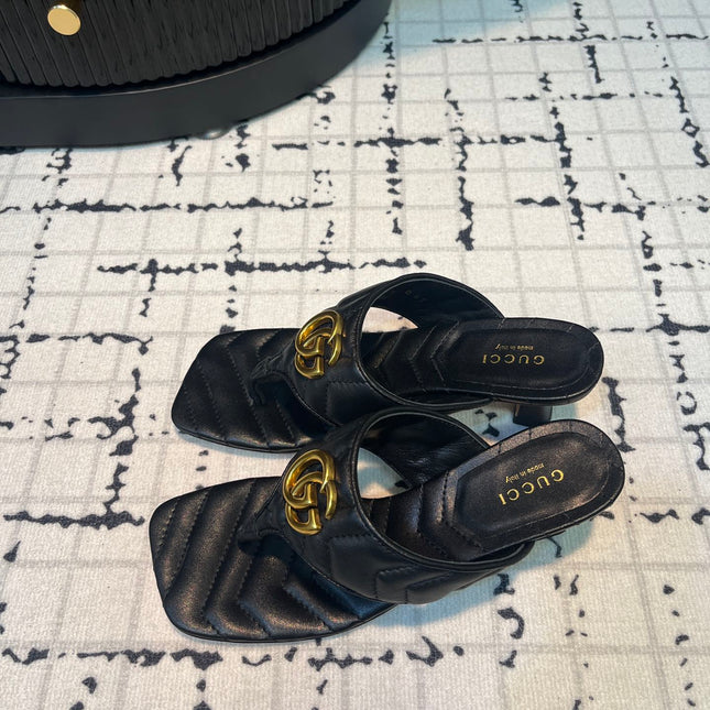 GG THONG SANDALS 55 BLACK CALKSKIN