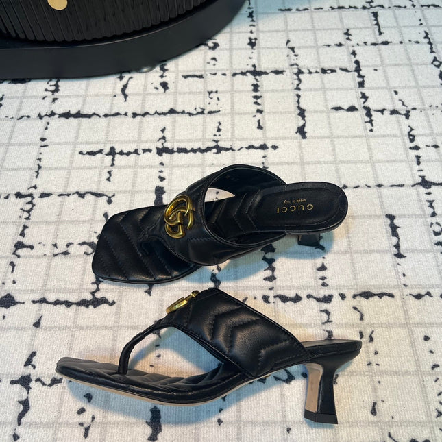 GG THONG SANDALS 55 BLACK CALKSKIN