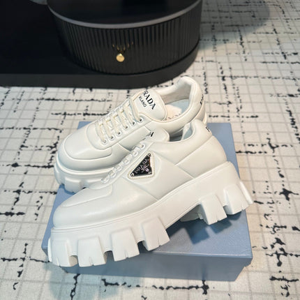 PRA MONOLITH BRUSHED LACE-UP SHOES WHITE LAMBSKIN