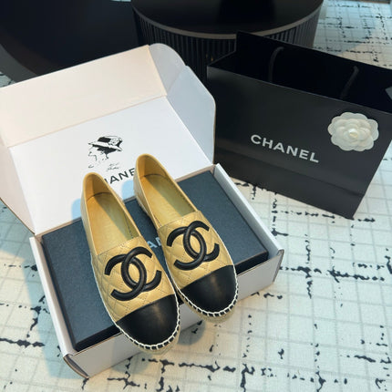 ESPADRILLES LOAFERS IN YELLOW MIX BLACK LAMBSKIN