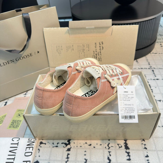 THICK-SOLED V-STAR IN PINK SUEDE WITH CREAM CALFSKIN STAR