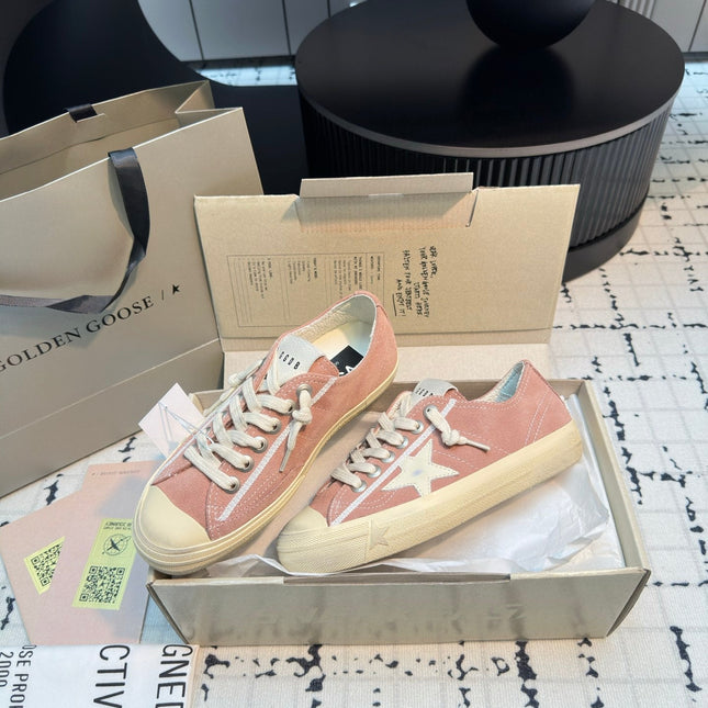 THICK-SOLED V-STAR IN PINK SUEDE WITH CREAM CALFSKIN STAR