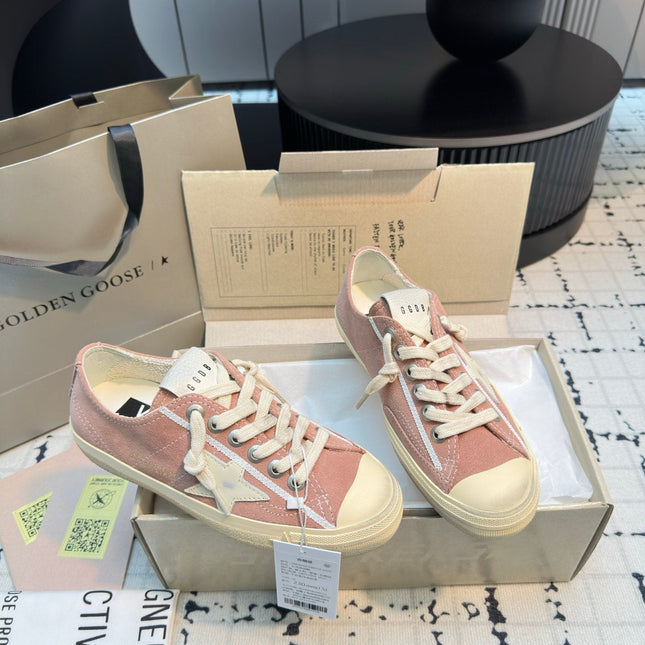 THICK-SOLED V-STAR IN PINK SUEDE WITH CREAM CALFSKIN STAR