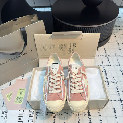 THICK-SOLED V-STAR IN PINK SUEDE WITH CREAM CALFSKIN STAR