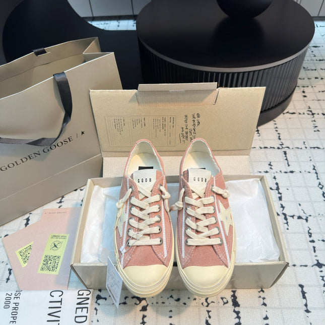 THICK-SOLED V-STAR IN PINK SUEDE WITH CREAM CALFSKIN STAR