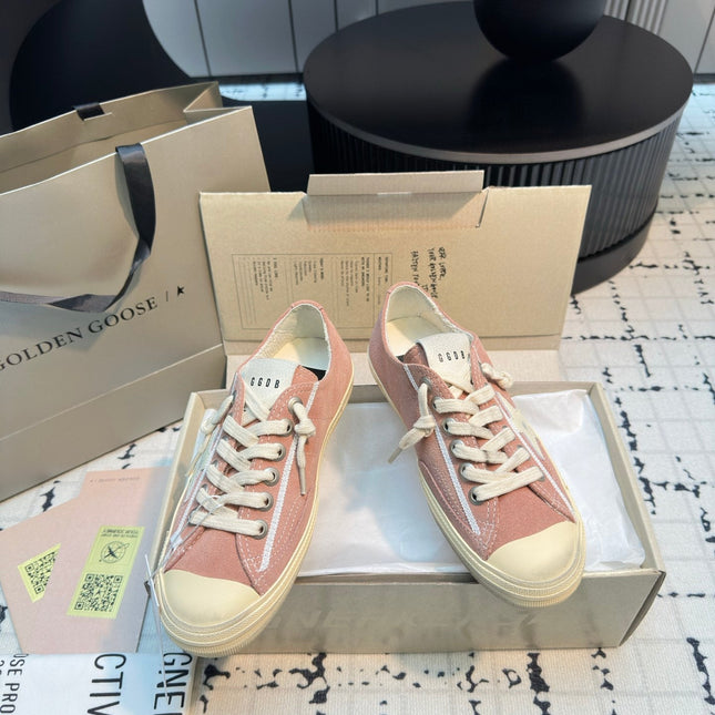 THICK-SOLED V-STAR IN PINK SUEDE WITH CREAM CALFSKIN STAR
