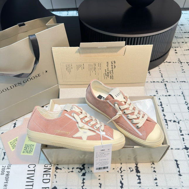THICK-SOLED V-STAR IN PINK SUEDE WITH CREAM CALFSKIN STAR