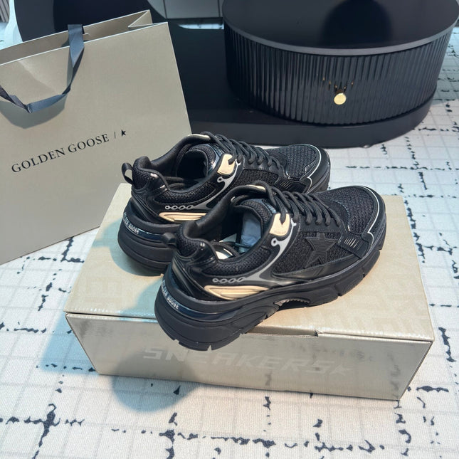 LIGHTSTAR SNEAKERS WITH BLACK CALFSKIN AND MESH UPPER AND BLACK STAR