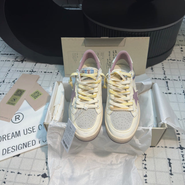 BALL STAR SNEAKERS WHITE CALFSKIN WITH HURRICANE PURPLE STAR