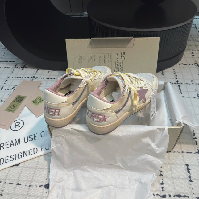 BALL STAR SNEAKERS WHITE CALFSKIN WITH HURRICANE PURPLE STAR