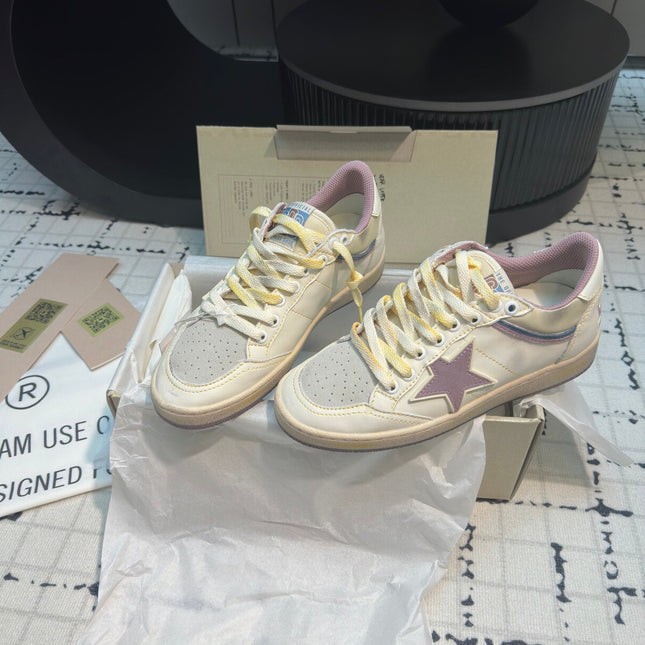 BALL STAR SNEAKERS WHITE CALFSKIN WITH HURRICANE PURPLE STAR