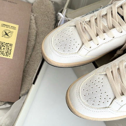 SUPER-STAR SABOTS IN WHITE CALFSKIN SHEARING LINING AND GLITTER WHITE STAR