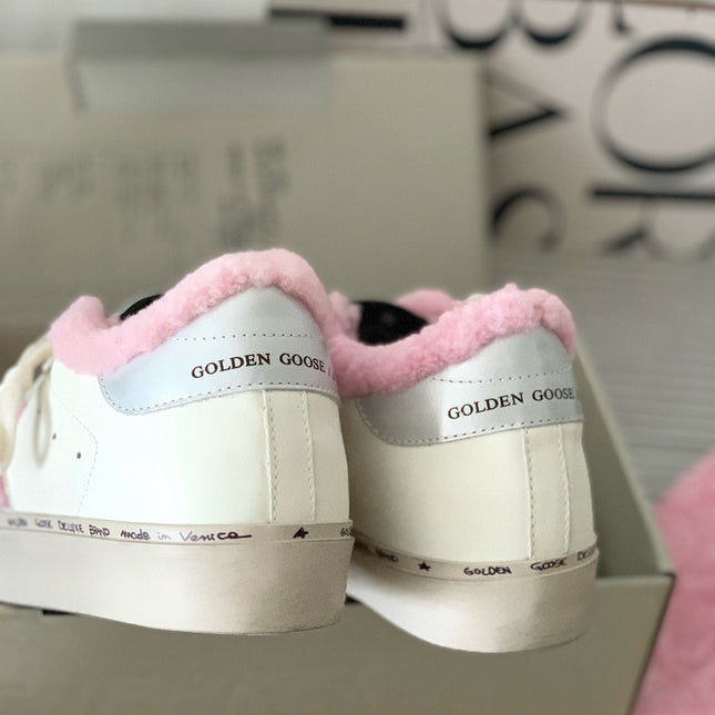 HI STAR SNEAKERS WHITE CALFSKIN WITH PINK WOOL STAR