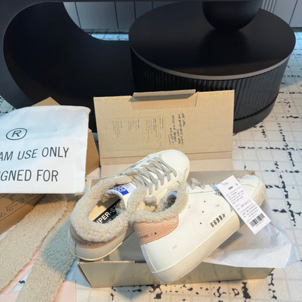 SUPER STAR SNEAKERS WHITE CALFSKIN WITH SILVER GLITTER STAR