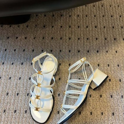 CLEMENCE MULTI TRIOMPHE 45 MM SANDAL IN WHITE LAMBSKIN