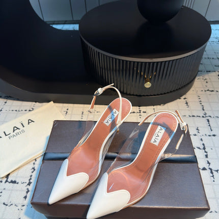 ALAIA HIGH SLINGBACK 25S 90 MM IN WHITE CALFSKIN