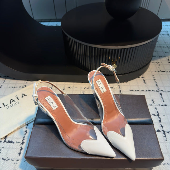 ALAIA HIGH SLINGBACK 25S 90 MM IN WHITE CALFSKIN