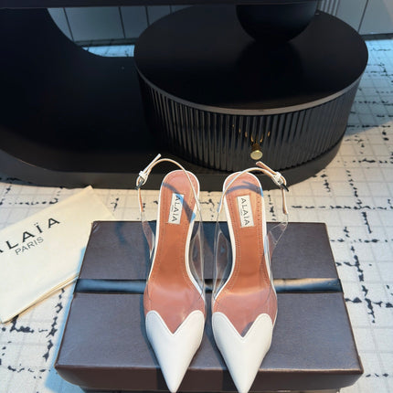 ALAIA HIGH SLINGBACK 25S 90 MM IN WHITE CALFSKIN