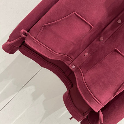 Loewe Logo Embroidered Jacket Burgundy Cotton