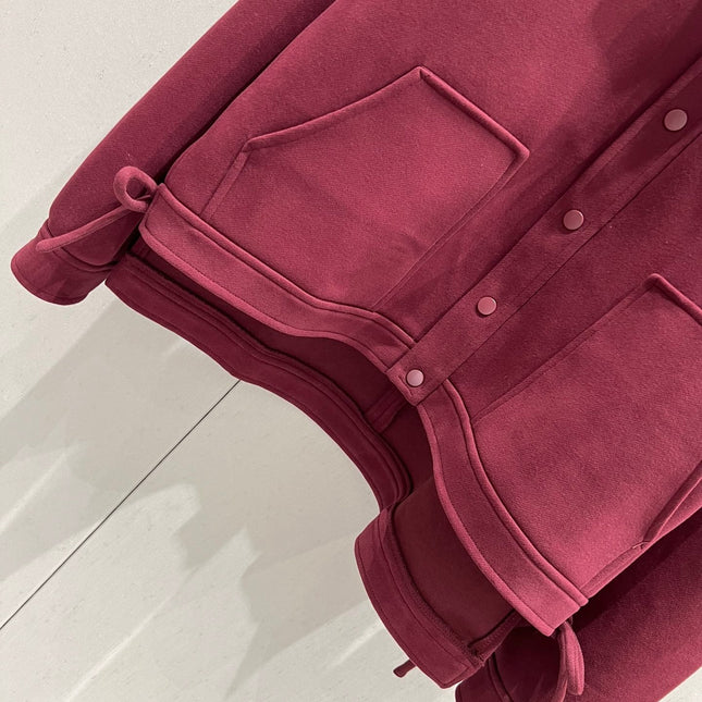 Loewe Logo Embroidered Jacket Burgundy Cotton