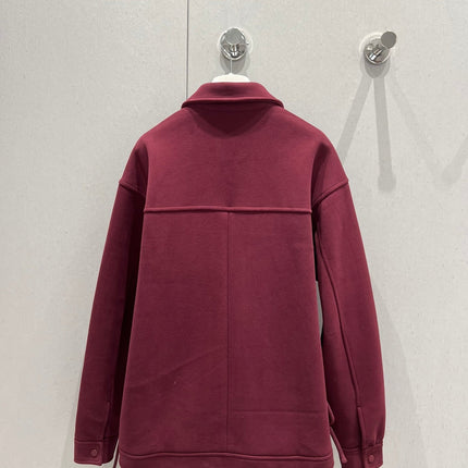 Loewe Logo Embroidered Jacket Burgundy Cotton